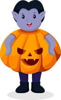 Little Dracula in Pumpkin Character Design Illustration vector