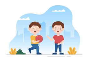 Students Leave School Building After Class or Program and Back to Home in Template Hand Drawn Cartoon Flat Style Illustration vector