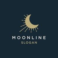 Elegant crescent moon logo design line icon vector