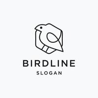 diseño de logotipo de pájaro con arte lineal sobre fondo blanco vector