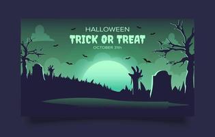 Halloween banner template, scary night background vector