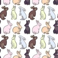 Rabbits seamless pattern. Chinese rabbit. Background with hares. vector