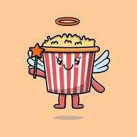 Cute Cartoon Popcorn character in form of fairy vector