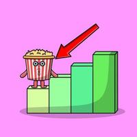 Popcorn cute businessman with a inflation chart vector