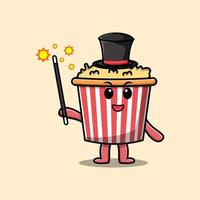 A gorgeous smart cute cartoon magician Popcorn vector