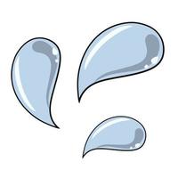 A set of blue curved water droplets, splashes, vector illustration in cartoon style on a white background