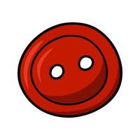 Bright red round button for clothes, vector illustration in cartoon style on a white background