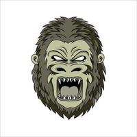 diseño de mascota de cabeza de rey kong. plantilla de logotipo de primate salvaje. Ilustración de vector de gorila enojado.