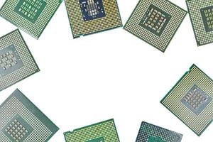 Bunch of CPU, central processor units, isolated background photo