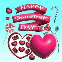 Happy Sweetest Day, 3d chocolate heart with candy. Suitable for events vector