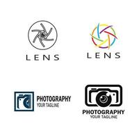 photography camera logo icon vector design template isolated on black background