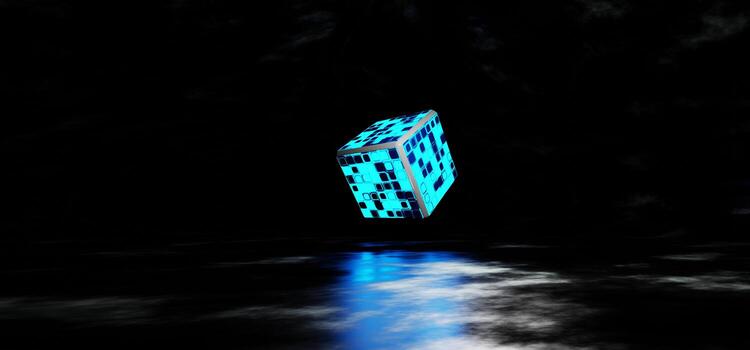 3d rendering. Square cutout background in an empty dark room, photo