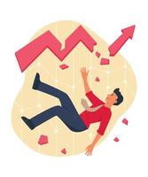 Businessman Falling Down from Broken Graph Chart Concept Illustration vector