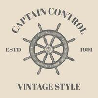 logo ship steering wheel vintage vector illustration, retro vintage style template design