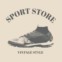 logo sport shoes. Nice high top sneakers. Sneakers for every day. Pair of textile hipster sneakers with rubber toe. Shoes retro vintage style image. Hand drawn isolated template design vector