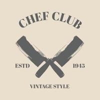 Logo crossed Knifes Monochrome Illustration. Vintage retro style Butcher's Tools. Template for your shop, butchery, menu, cafe, business or art works. template design vector