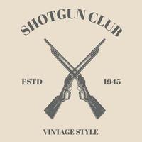 Shotgun Vintage Logo Template. Cross Hunting ShotGun. Suitable for Advertising, Hunt Equipment, Club And Other Use. Dark Brown Retro Style. Vector Illustration