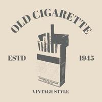 cigarrillos de primer plano en un paquete aislado en un fondo antiguo. dibujar a mano. diseño retro ilustración vectorial logotipo de la plantilla vector