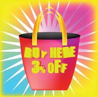 3 PERCENT DISCOUNT FOR SALES AND RETAIL PROMOTION vector