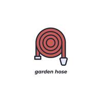 Vector sign garden hose symbol is isolated on a white background. icon color editable.