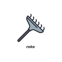 Vector sign rake symbol is isolated on a white background. icon color editable.