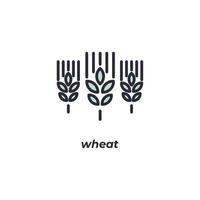 Vector sign wheat symbol is isolated on a white background. icon color editable.