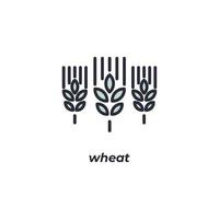 Vector sign wheat symbol is isolated on a white background. icon color editable.