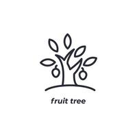 Vector sign fruit tree symbol is isolated on a white background. icon color editable.