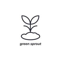 Vector sign green sprout symbol is isolated on a white background. icon color editable.