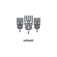 Vector sign wheat symbol is isolated on a white background. icon color editable.