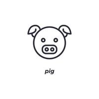 Vector sign pig symbol is isolated on a white background. icon color editable.