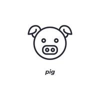 Vector sign pig symbol is isolated on a white background. icon color editable.