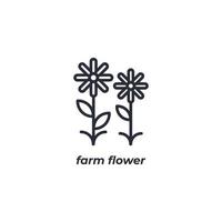 Vector sign farm flower symbol is isolated on a white background. icon color editable.