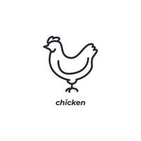 Vector sign chicken symbol is isolated on a white background. icon color editable.