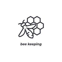 Vector sign bee keeping symbol is isolated on a white background. icon color editable.