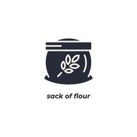 Vector sign sack of flour symbol is isolated on a white background. icon color editable.