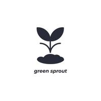 Vector sign green sprout symbol is isolated on a white background. icon color editable.