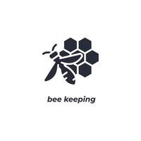 Vector sign bee keeping symbol is isolated on a white background. icon color editable.