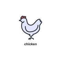 Vector sign chicken symbol is isolated on a white background. icon color editable.