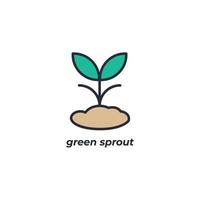 Vector sign green sprout symbol is isolated on a white background. icon color editable.