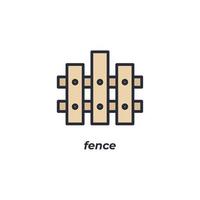 Vector sign fence symbol is isolated on a white background. icon color editable.