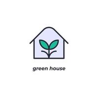 Vector sign green house symbol is isolated on a white background. icon color editable.