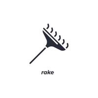 Vector sign rake symbol is isolated on a white background. icon color editable.