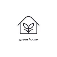 Vector sign green house symbol is isolated on a white background. icon color editable.