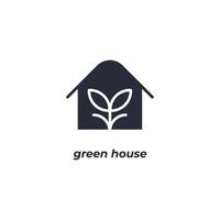 Vector sign green house symbol is isolated on a white background. icon color editable.