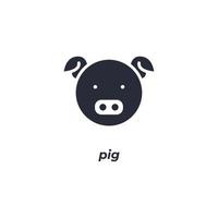 Vector sign pig symbol is isolated on a white background. icon color editable.