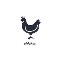 Vector sign chicken symbol is isolated on a white background. icon color editable.