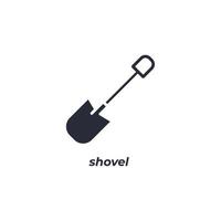 Vector sign shovel symbol is isolated on a white background. icon color editable.