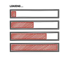 Progress loading bar. Infographics design element with status of completion. Hand drawn vector illustration