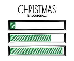 Christmas 2022 progress loading bar. Infographics design element with status of completion. Hand drawn vector illustration